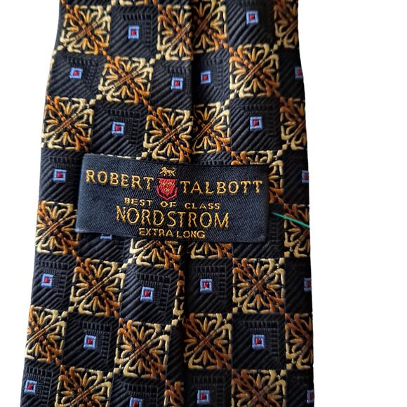 Robert Talbott Best of Class Black Gold Multi Extra Long Textured Tie One Size - Picture 8 of 10